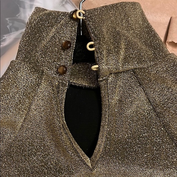 Gold Bodysuit Glitter Long Sleeve Sz M - Picture 2 of 5